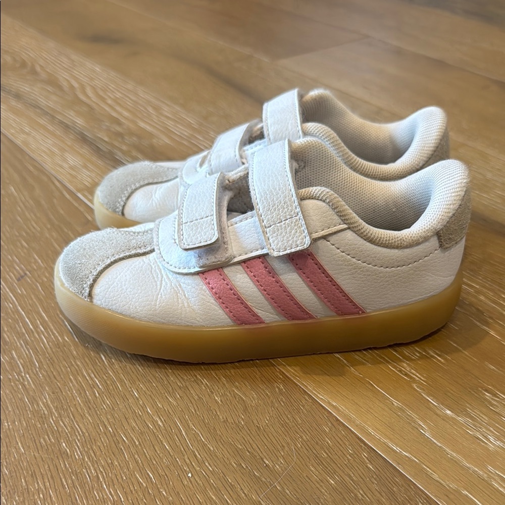 Adidas Kids' White and Pink Sneakers